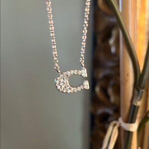 Elegant Silver Coach  Necklace with Crystal Accents